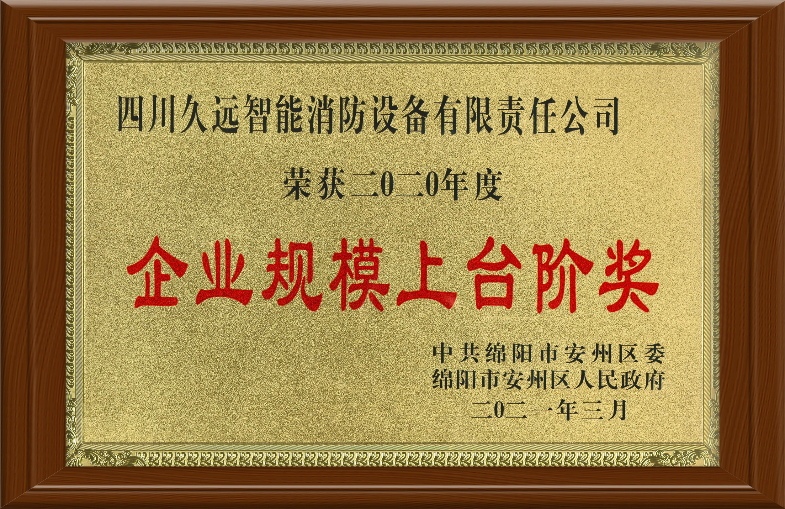 2020年度企業(yè)規(guī)模上臺階獎(jiǎng)